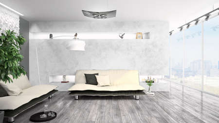 Modern bright interior . 3D rendering