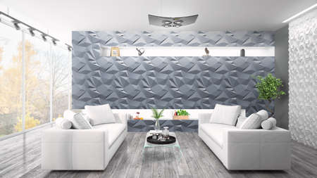 Modern bright interior . 3D rendering