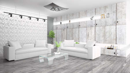 Modern bright interior . 3D rendering