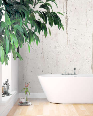 Modern bright interior . 3D renderingの写真素材