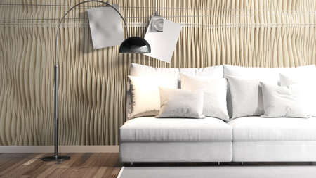Modern bright interior . 3D rendering