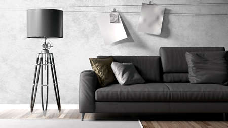 Modern bright interior . 3D renderingの写真素材