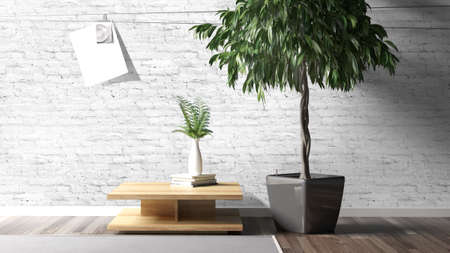 Modern bright interior . 3D rendering