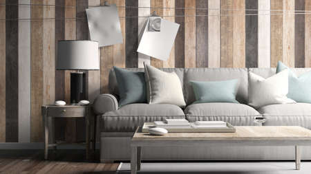 Modern bright interior . 3D rendering
