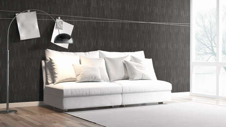 Modern bright interior . 3D rendering