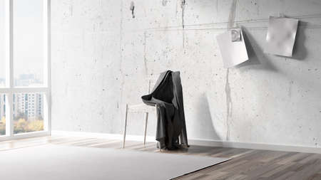 Modern bright interior . 3D rendering