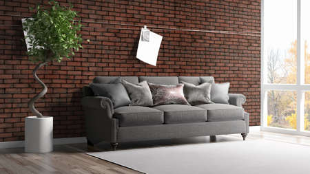 Modern bright interior . 3D rendering