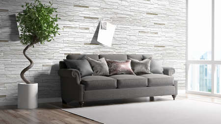 Modern bright interior . 3D renderingの写真素材