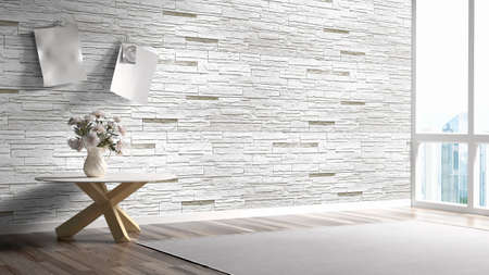 Modern bright interior . 3D rendering