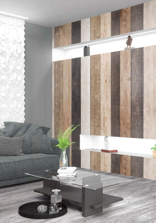 Modern bright interior . 3D rendering