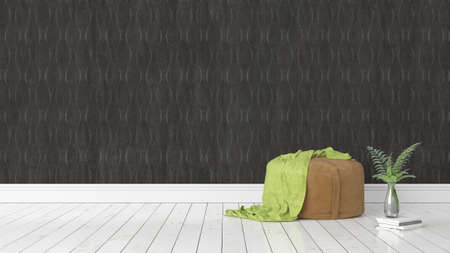 Beautiful modern interior with ottoman . 3D renderingの写真素材