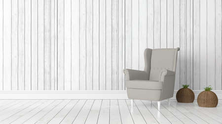 Beautiful modern interior with armchair. 3D renderingの写真素材