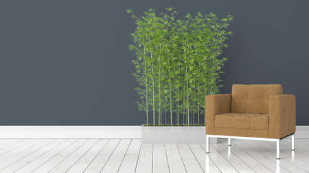 Beautiful modern interior with bamboo. 3D renderingの写真素材