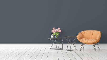 Beautiful modern interior with armchair. 3D rendering