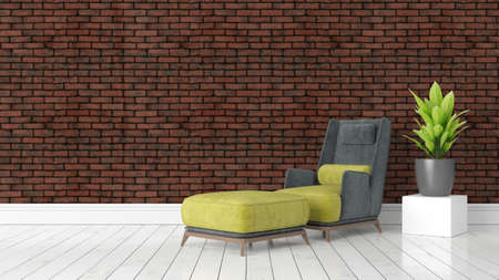 Beautiful modern interior with armchair. 3D renderingの写真素材