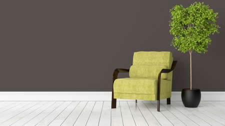 Beautiful modern interior with armchair. 3D renderingの写真素材