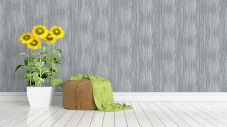 Modern bright interior . 3D renderingの写真素材