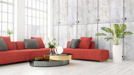 Modern bright interior . 3D renderingの写真素材