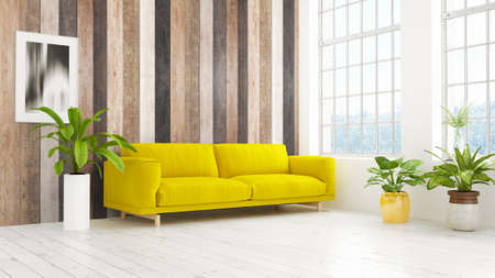 Modern bright interior . 3D renderingの写真素材