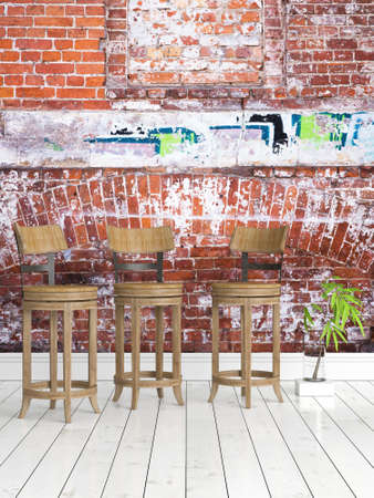 Modern bright interior . 3D renderingの写真素材