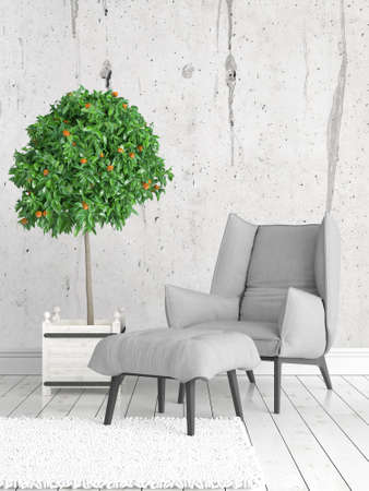 Modern bright interior . 3D renderingの写真素材