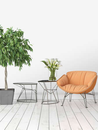 Modern bright interior . 3D renderingの写真素材