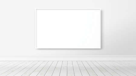 Beautiful living room interior with mock up poster frame. 3D renderingの写真素材