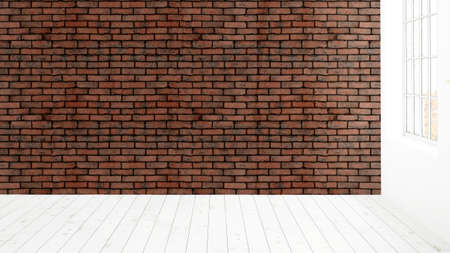 Modern bright interior with large window . 3D renderingの写真素材