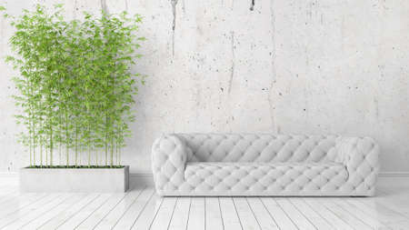 Beautiful modern living room interior with sofa. 3D rendering