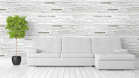 Modern bright interior . 3D rendering