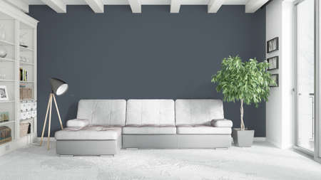 Modern bright interior . 3D rendering