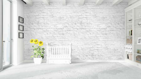 Modern bright interior . 3D renderingの写真素材