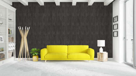 Modern bright interior . 3D rendering