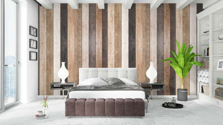 Modern bright interior . 3D rendering