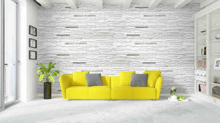 Modern bright interior . 3D renderingの写真素材