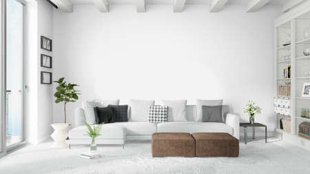 Beautiful modern living room interior with sofa. 3D renderingの写真素材