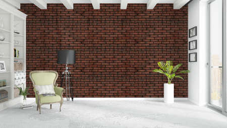 Beautiful modern living room interior with armchair. 3D renderingの写真素材