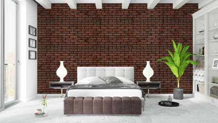 Modern bright interior . 3D renderingの写真素材