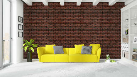 Modern bright interior . 3D renderingの写真素材