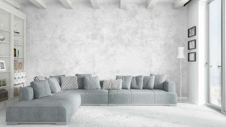 Beautiful modern living room interior with sofa. 3D renderingの写真素材