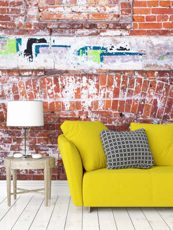 Modern bright interior . 3D renderingの写真素材