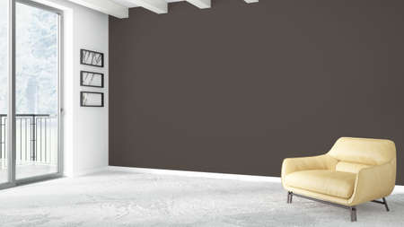 Modern bright interior . 3D rendering