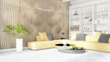Modern bright interior . 3D rendering