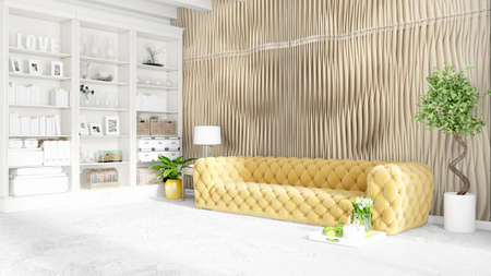 Modern bright interior . 3D renderingの写真素材