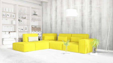 Modern bright interior . 3D renderingの写真素材