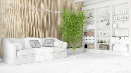 Modern bright interior . 3D rendering