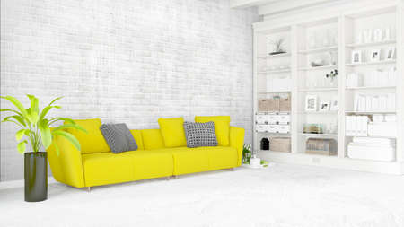 Beautiful modern living room interior with sofa. 3D renderingの写真素材