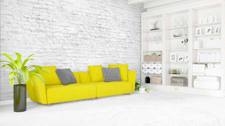 Beautiful modern living room interior with sofa. 3D renderingの写真素材
