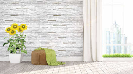 Modern bright interior . 3D renderingの写真素材