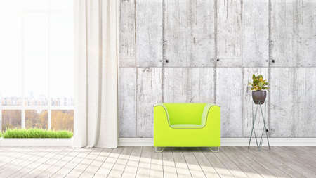 Modern bright interior . 3D renderingの写真素材